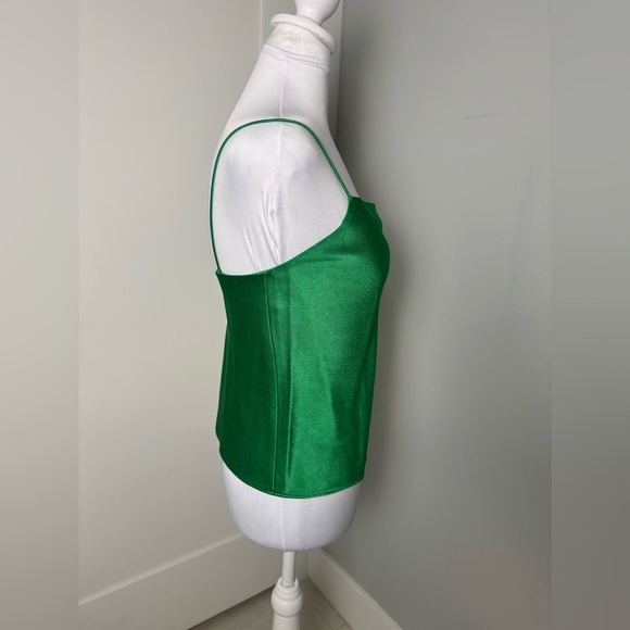 Alice + Olivia Harmon Drapey Slip Tank in Deep Sage - Picture 7 of 12